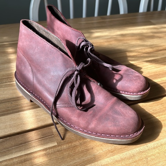 CLARKS  Bushacre 2 aubergine leather chukka boot main image 6